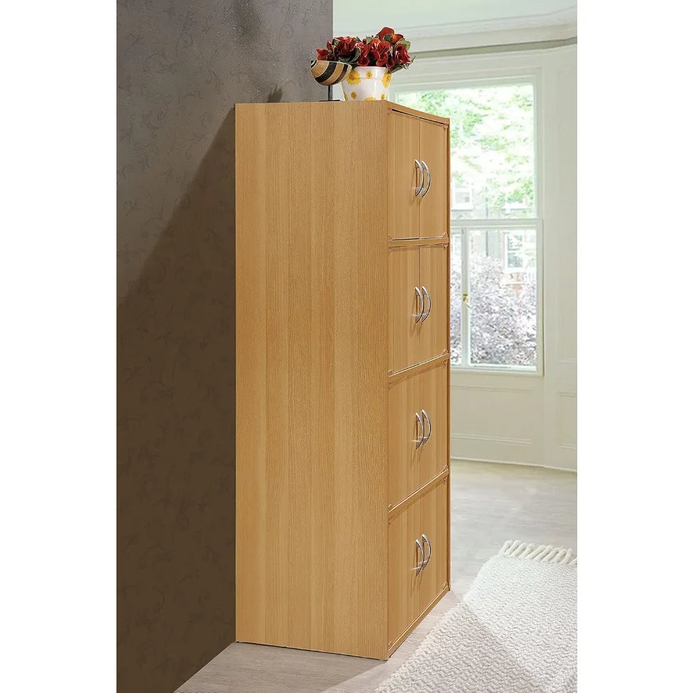 4 Shelf 8 Door Bookcase Cabinet Storage Organizer Furniture