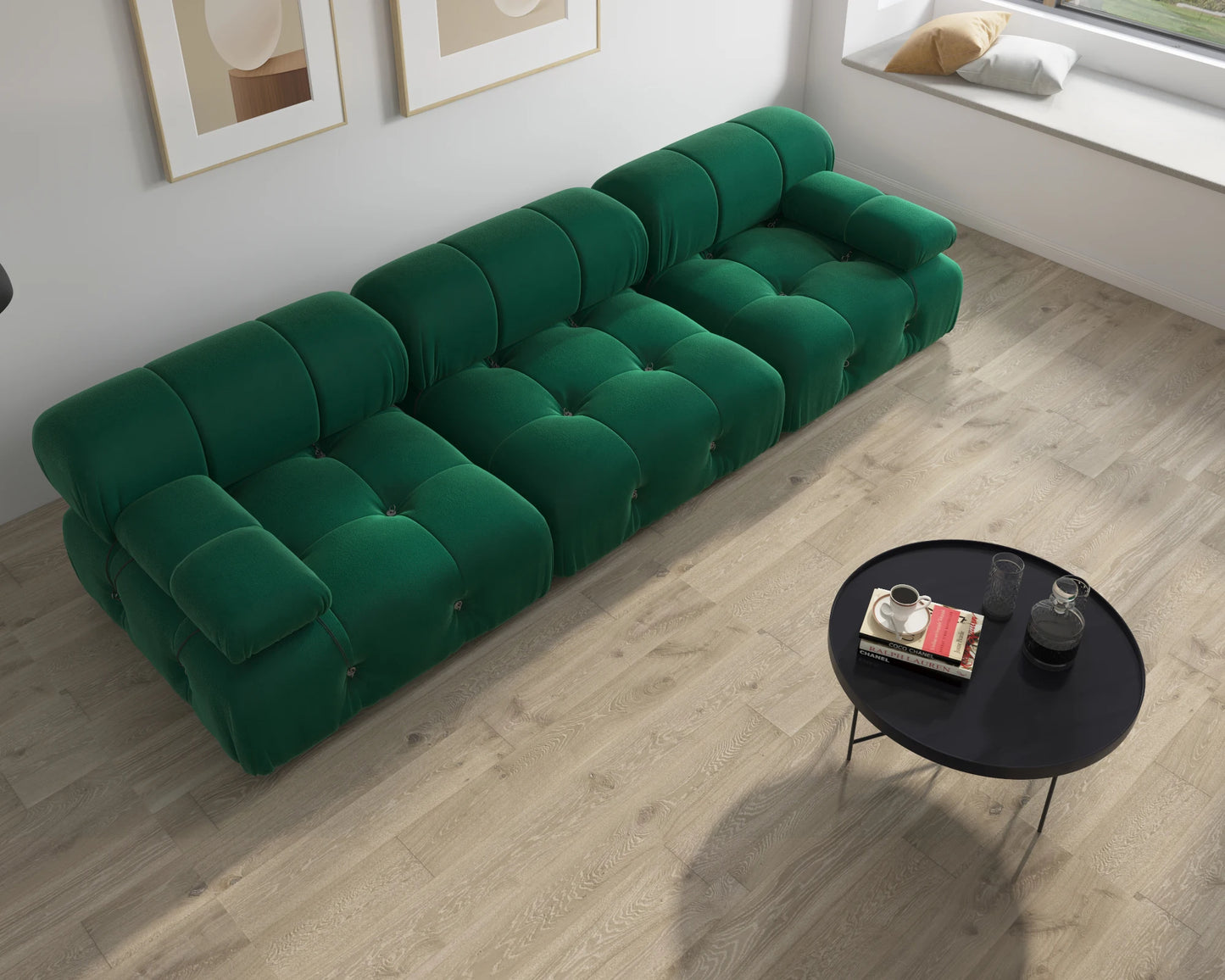 Ljustra 104" Modern Velvet Modular Sectional Sofa, Minimalist Design, 3 Seat