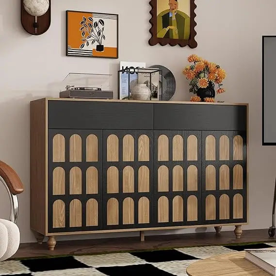 Modern 59 Inch Sideboard Buffet Cabinet with 2 Drawers and Pop-Up Doors