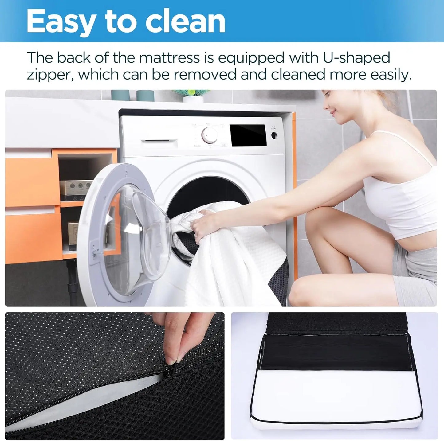 Ljustra 6 Inch Folding Mattress Tri-Fold Memory Foam Topper for Dorms