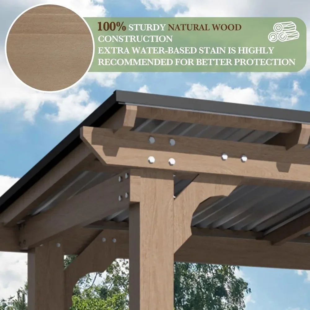 Ljustra Grill Gazebo BBQ Shelter with Steel Roof Cedar Frame for Patio