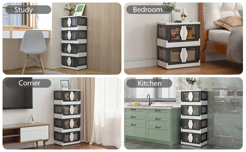 Stackable Wheeled Storage Bins Organizer for Clothing Shoes Home Office