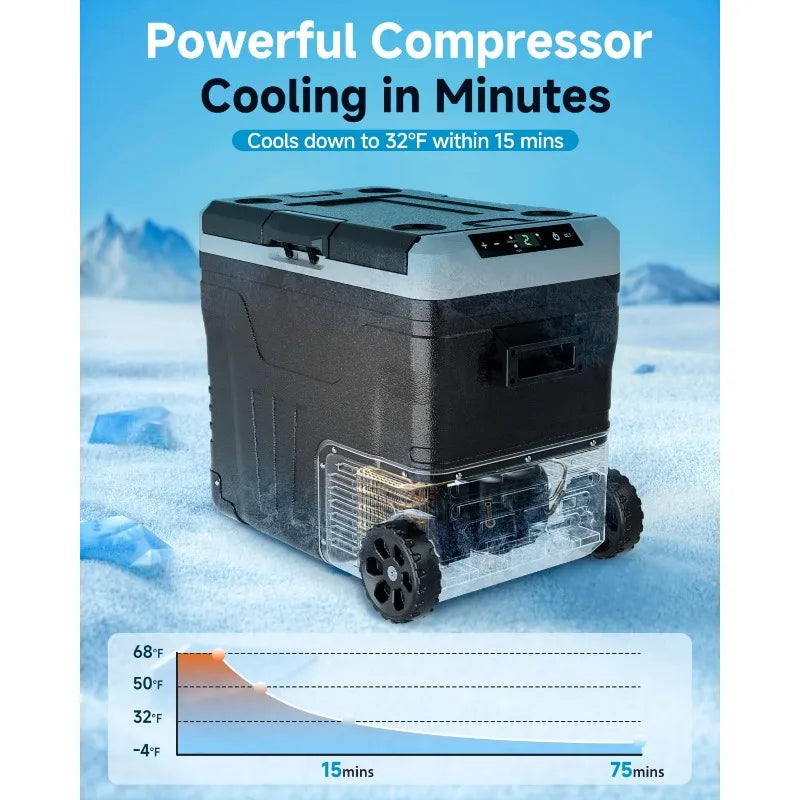 Ljustra Car Fridge Portable 53 Quart Electric Cooler 12V 110V 240V