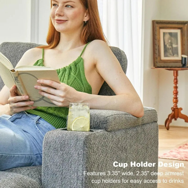 Small Corner Modular Sectional Couch U Shaped Sofa with Cup Holder