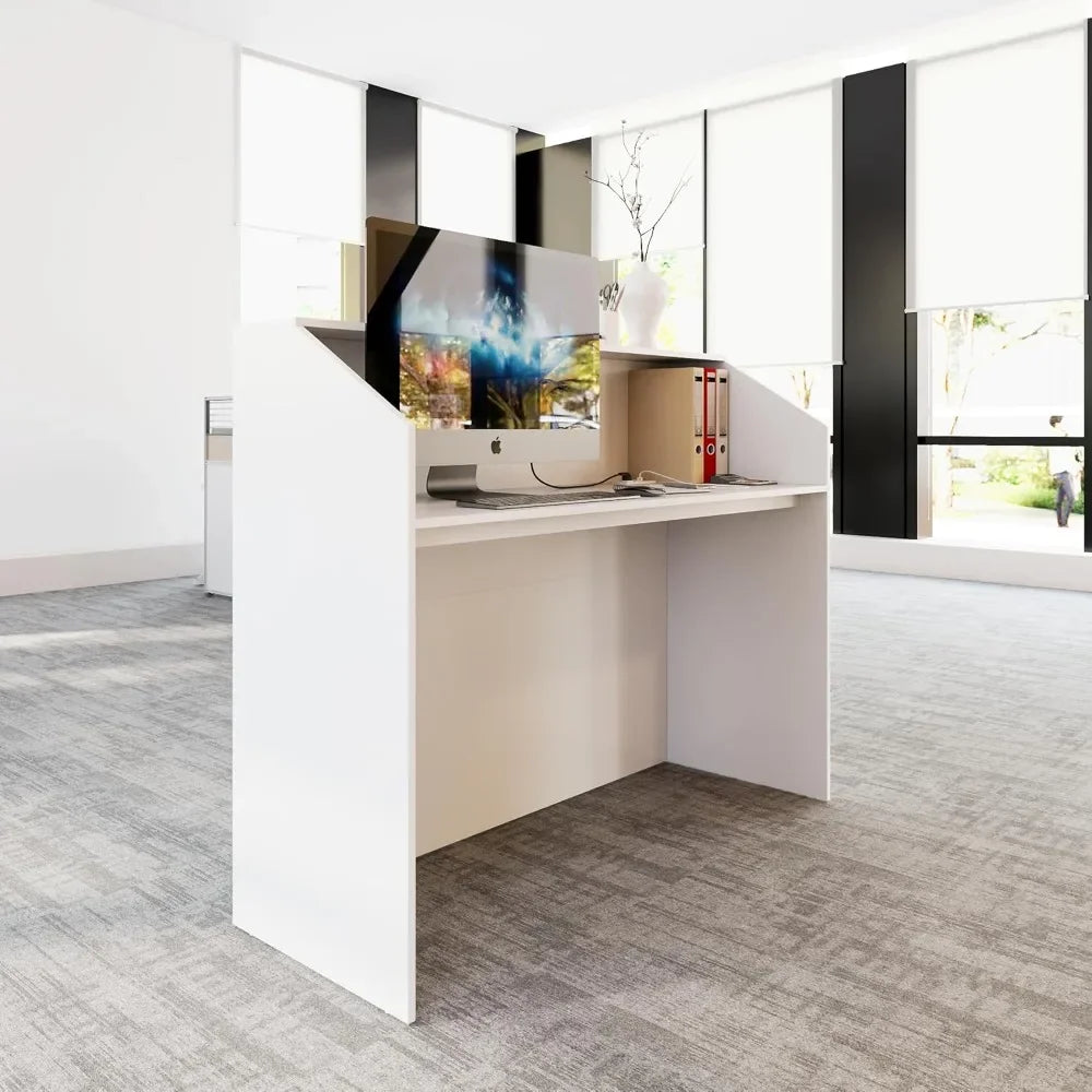 Reception Desk 47 Inch Modern Office Front Desk for Home Office Small Shops