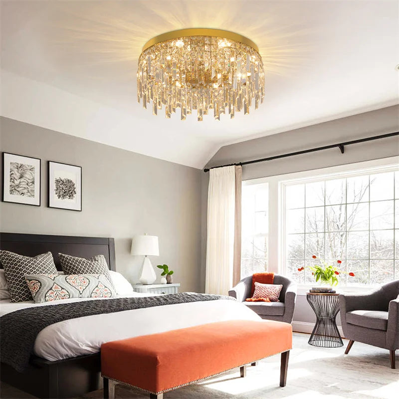 Drop Crystal Pendant Light Chandelier Ceiling Lamp for Dining Room