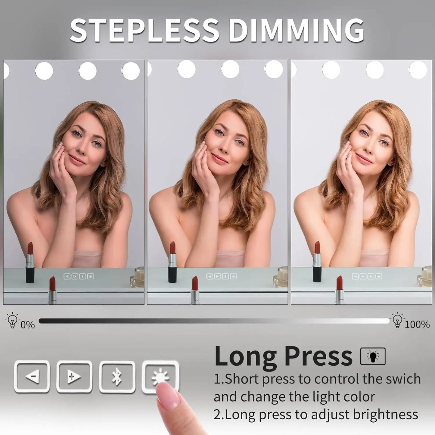 Hollywood Vanity Mirror Bluetooth Speaker with 20 LED Bulbs Dimmable