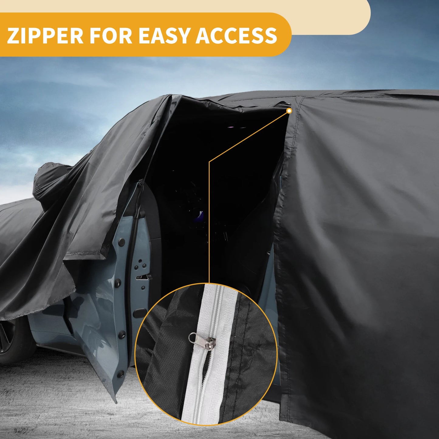 All Weather Car Cover for Volvo S60 Sedan with Left Zipper 190T-Pu