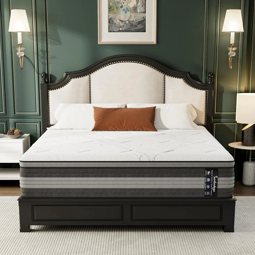 Ljustra Hybrid Mattress Queen Size 14 Inch Memory Foam Pocket Coils