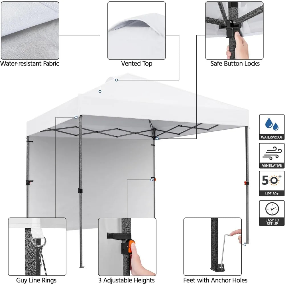 10x10 Pop Up Canopy Tent Instant Commercial Outdoor Shelter with Sidewall