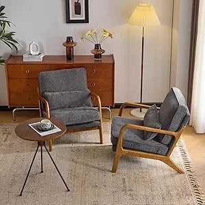 Chenille Accent Chair Set of 2 Mid Century Modern Reading Chairs