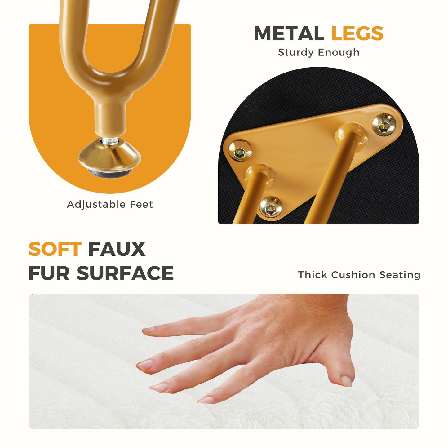 Ljustra Faux Fur Storage Stools Ottomans Padded Living Room Furniture