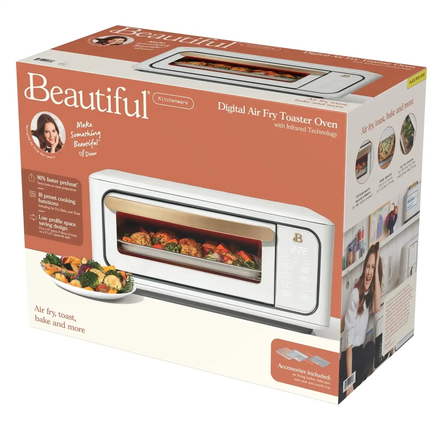 Infrared Air Fry Toaster Oven 9-Slice 1800W by Drew Barrymore