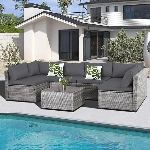 Modular Wicker Outdoor Sectional Sofa Set Patio Furniture Conversation Set