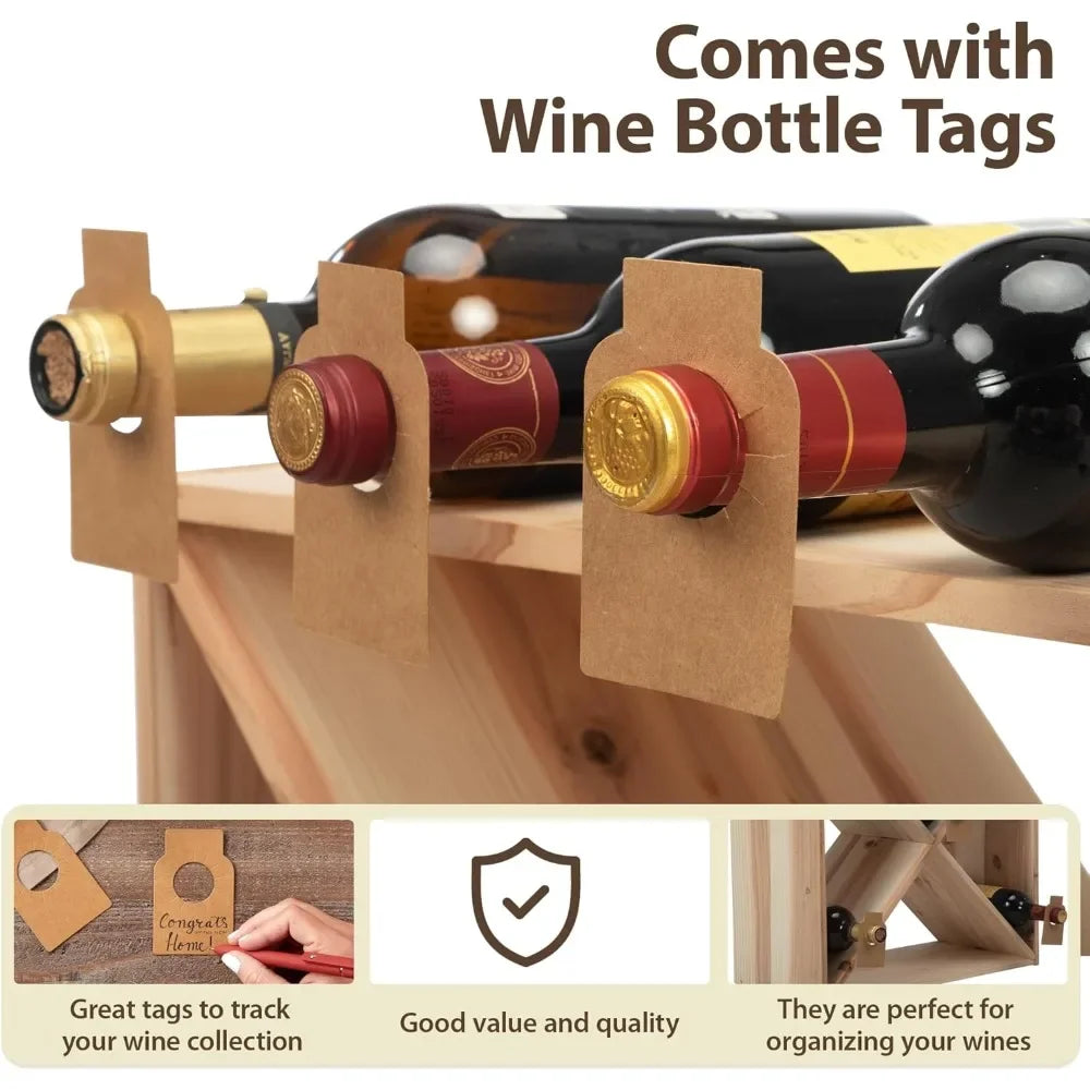 Wine Rack Wooden Countertop Storage Cube Freestanding Holder for 24 Bottles