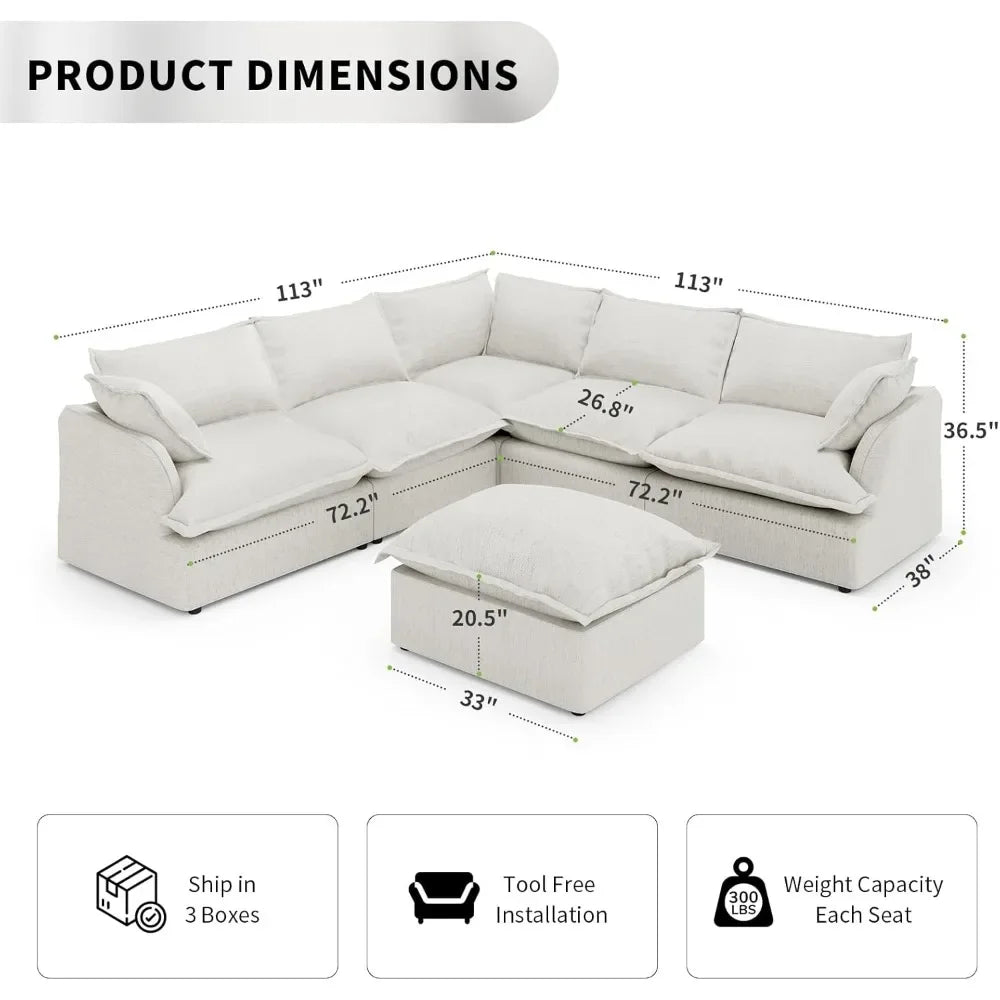 Ljustra Cloud Modular Sectional Sofa 6 Seaters Convertible Couch