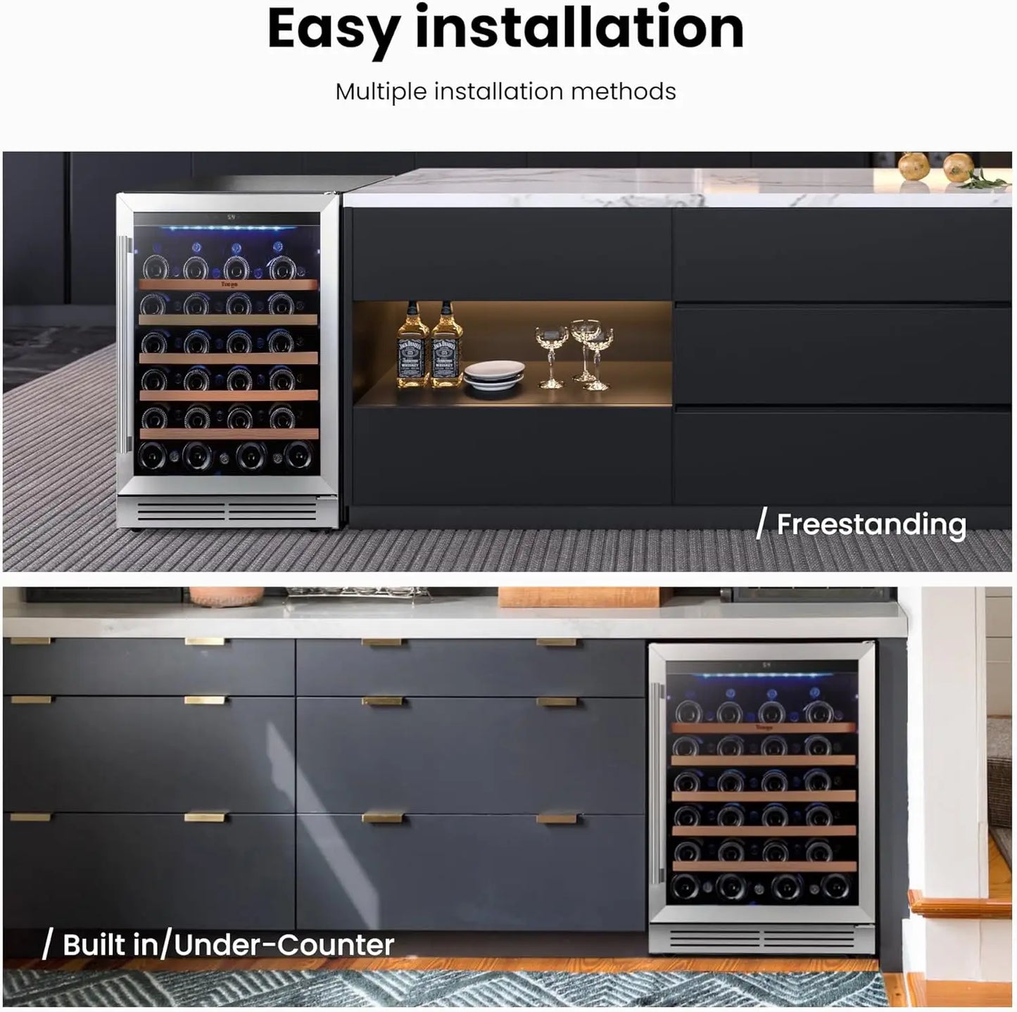 Ljustra 24 Inch Built-In Wine Cooler 47 Bottle Dual Zone Fridge