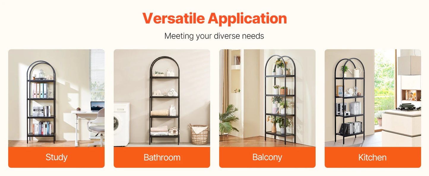 Ljustra Metal Bookshelf 4 Tier Industrial Rustic Open Shelf Storage Unit