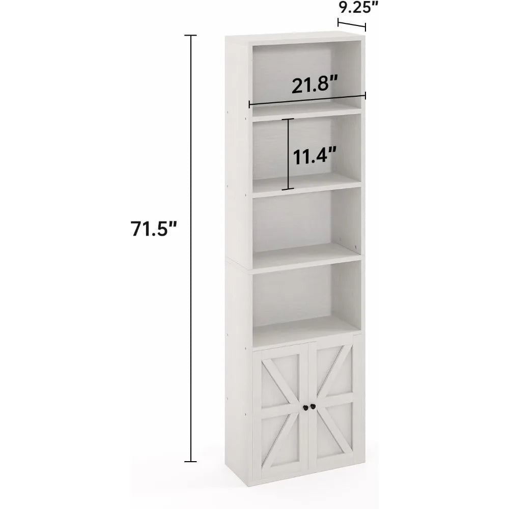 71.5 Inch Tall Bookshelf 6 Tier Wooden Bookcase Office Storage Cabinet