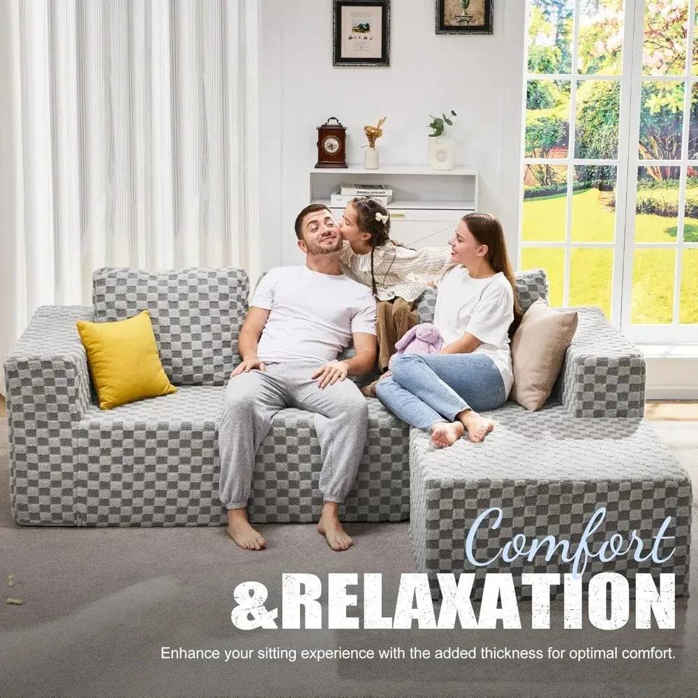 Modular Sectional Sofa Deep Seating Storage Memory Foam 3-Seater Cloud