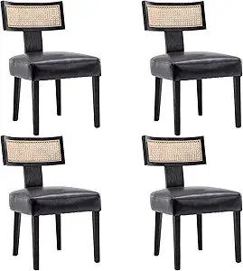 Farmhouse Dining Chairs Set of 4 Mid Century Modern Upholstered Rattan