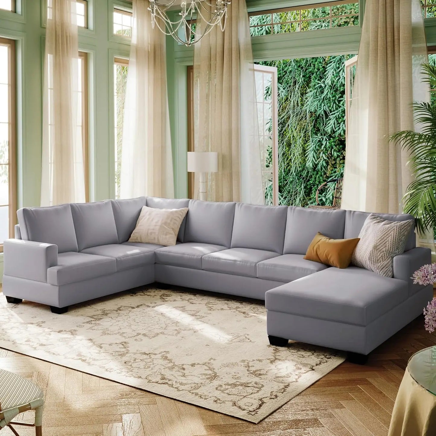 Ljustra Modular Sectional Sofa Set with Storage Ottoman and Pillows