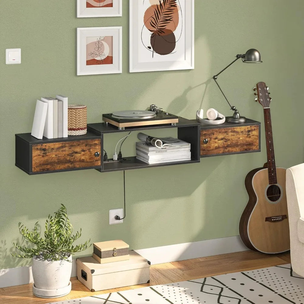 55 Inch Floating TV Stand Modern Wall Mounted Media Console Shelf