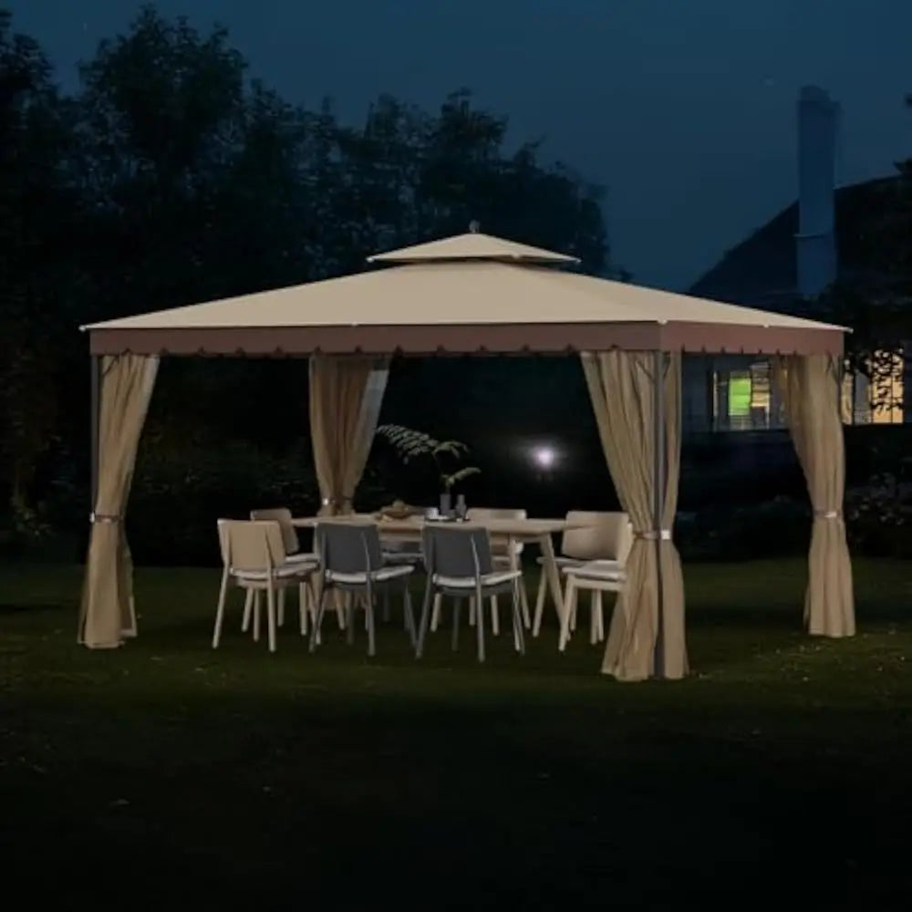Gazebo with Mosquito Netting Dual Air Roof 10x12 Sturdy Metal Patio