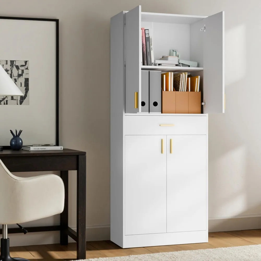 Ljustra 71 Inch Tall Pantry Cabinet Storage with Doors and Shelves