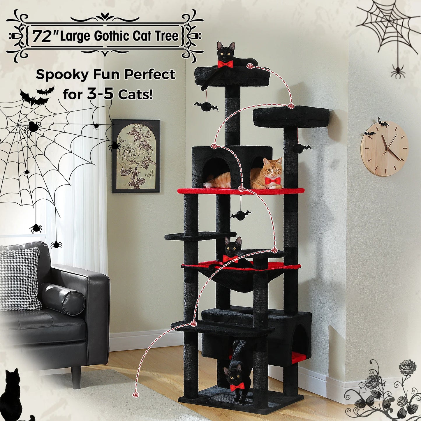 Multi-Level Cat Tree Tower Scratching Posts Hammock Condo Indoor Cats