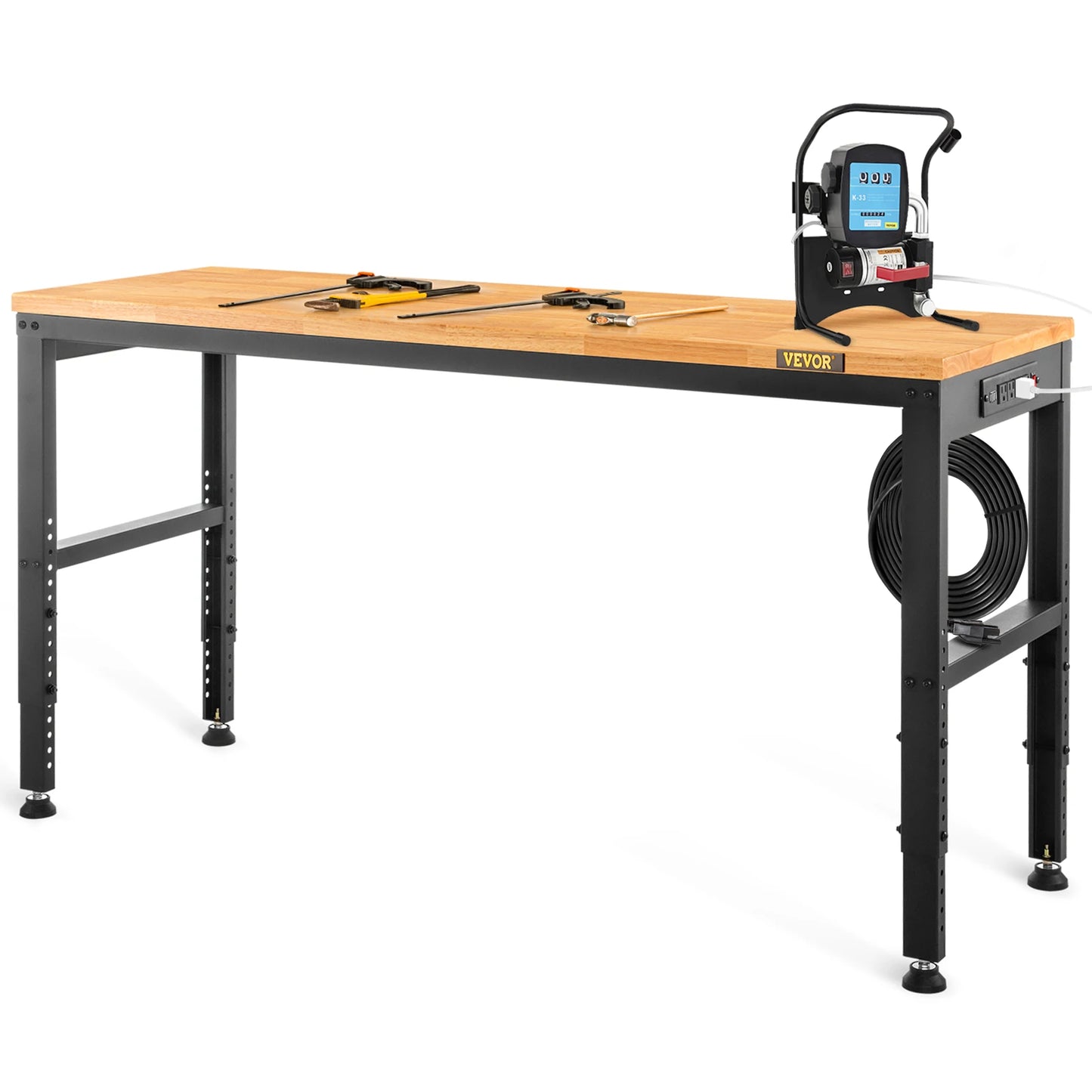Ljustra Adjustable Height Oak Wood Workbench 900KG Capacity for Workshop