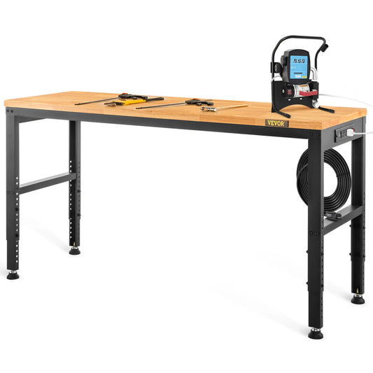 Ljustra Adjustable Height Oak Wood Workbench 900KG Capacity for Workshop