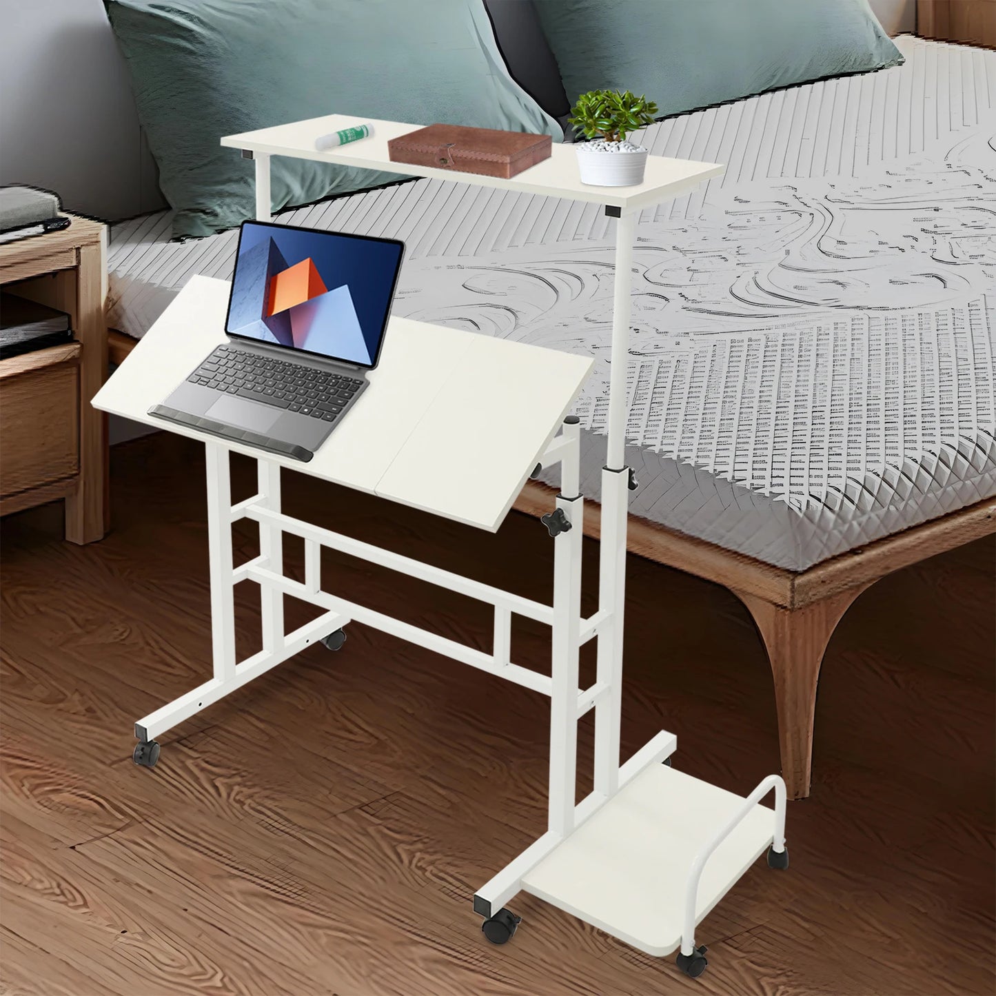 Multi Functional Foldable Desk Adjustable Computer Table with Wheels