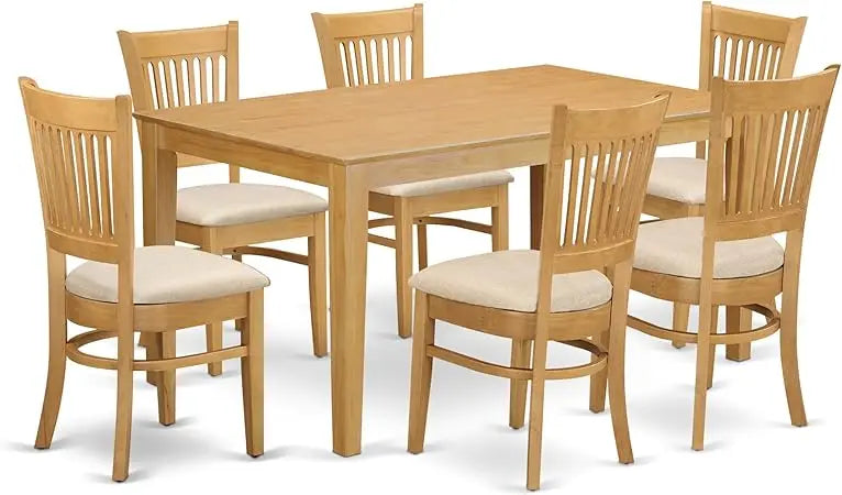 Ljustra 7 Piece Dining Table Set Rectangular Wooden Table 6 Chairs
