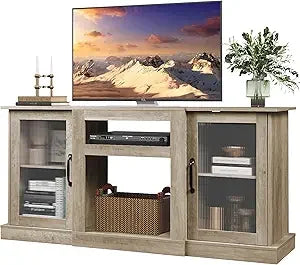 Retro TV Stand 65 Inch Modern Entertainment Center with Storage Shelves