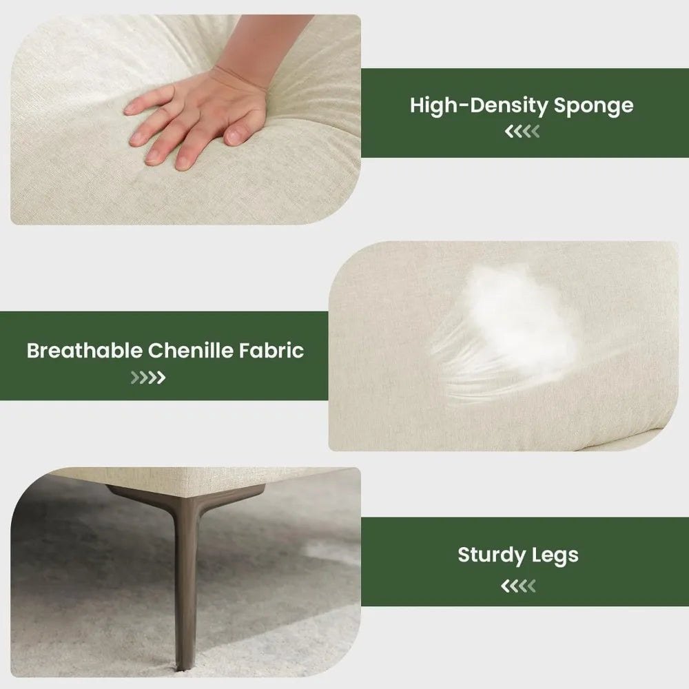 L-Shaped Sectional Sofa 90.6" Modern 3-Seater Convertible Couch