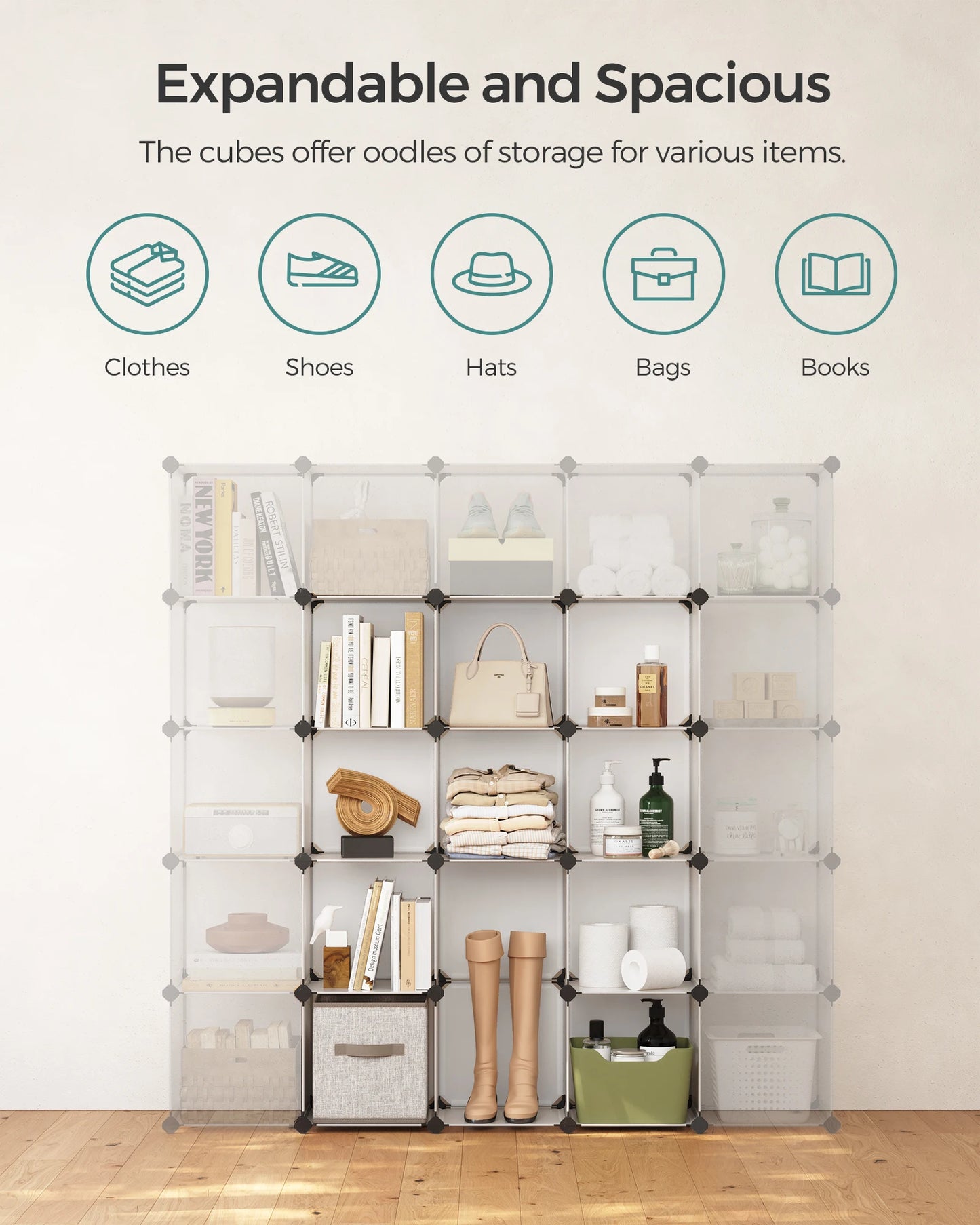 Ljustra Cube Storage Organizer Set of 16 Modular Plastic Book Shelf