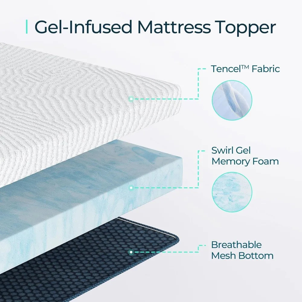 Ljustra 3 Inch Memory Foam Mattress Topper California King Cooling Gel