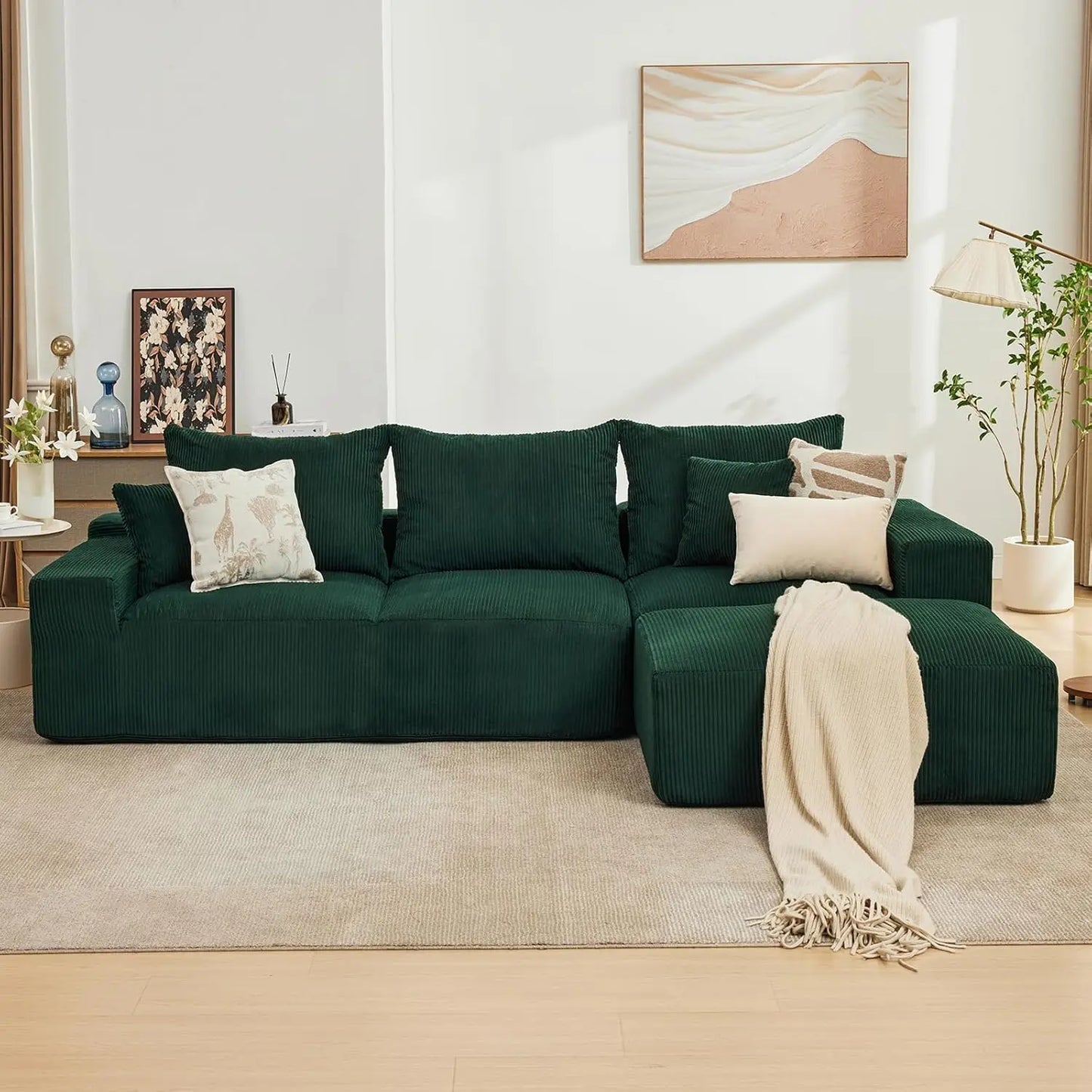 Luxury Modular 110" Sectional Sofa L-Shaped Cloud Couch Chaise Lounge