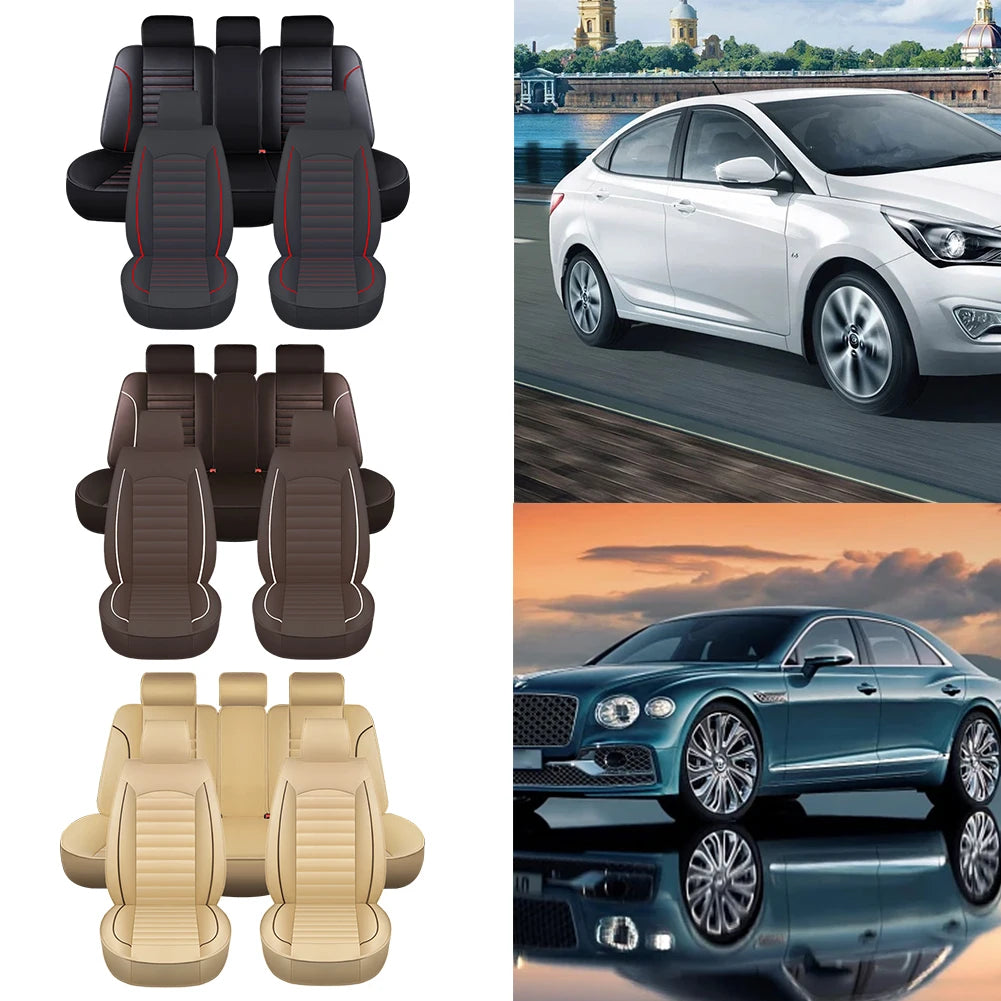 Full Set Leather Car Seat Covers Universal Breathable Vehicle Protection