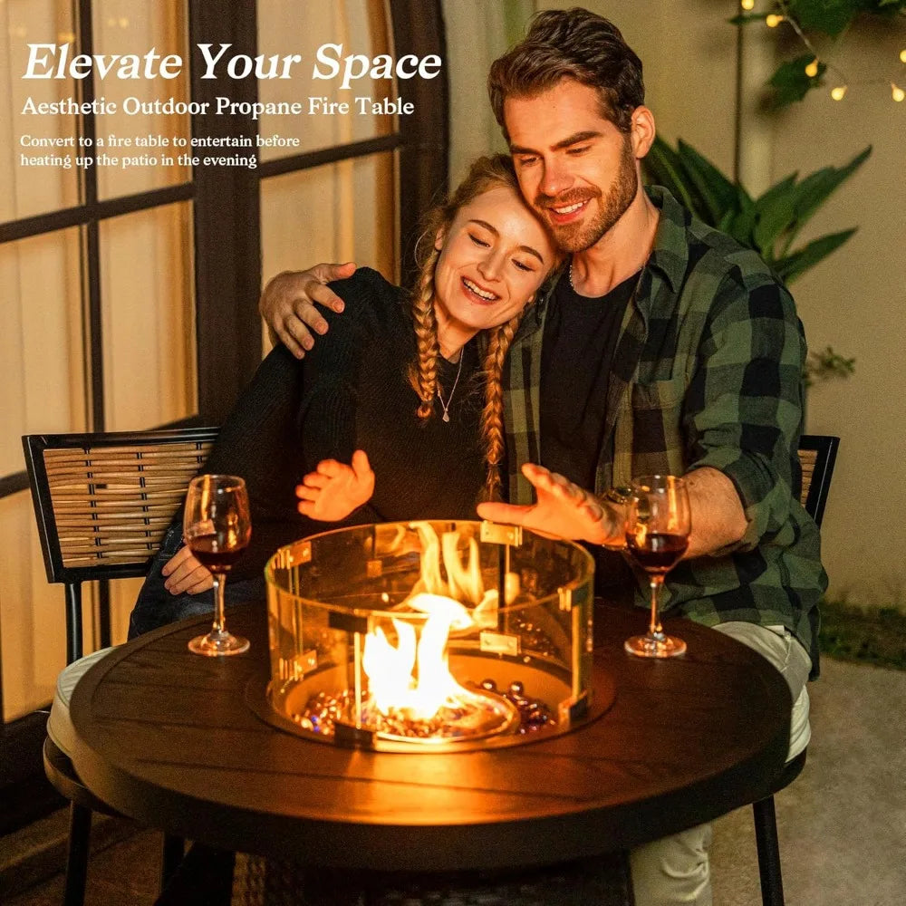 37 Inch Propane Fire Pit Table High Heat Round Gas Firepit Outdoor