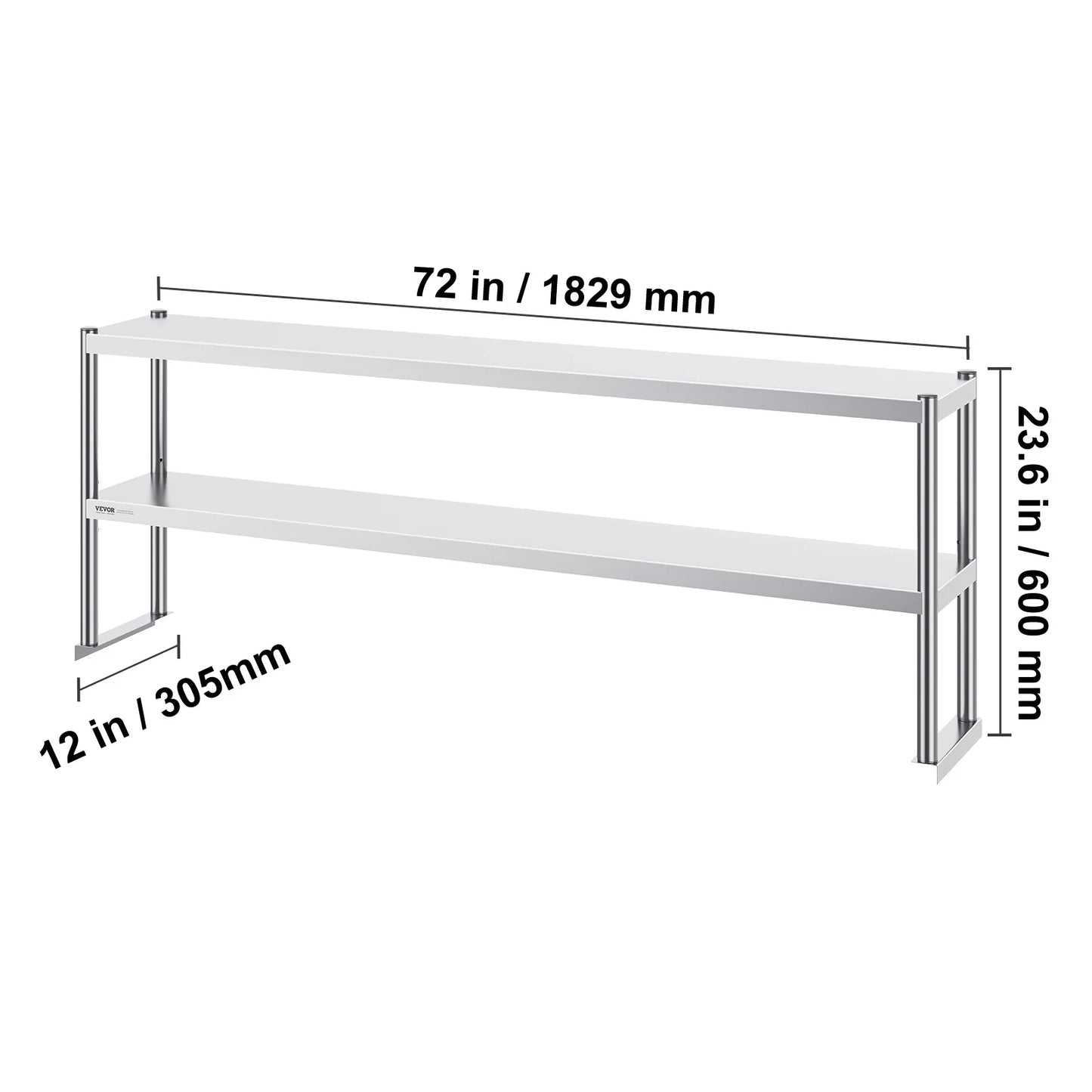 Ljustra Stainless Steel Kitchen Worktable with Adjustable Overshelf