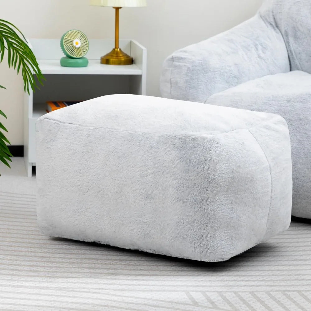 15 Inch Bean Bag Ottoman Pouf Memory Foam Footstool Accent Stool