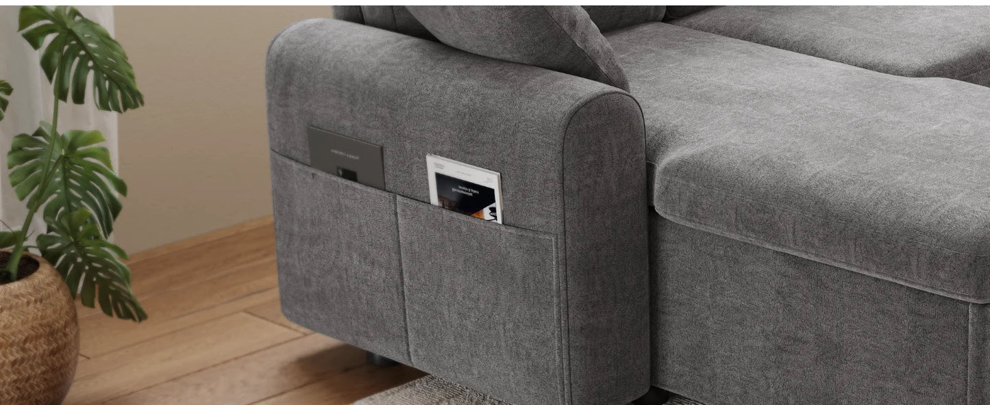 Ljustra L Shaped Sleeper Sofa Pull Out Couch Bed with Storage Chaise