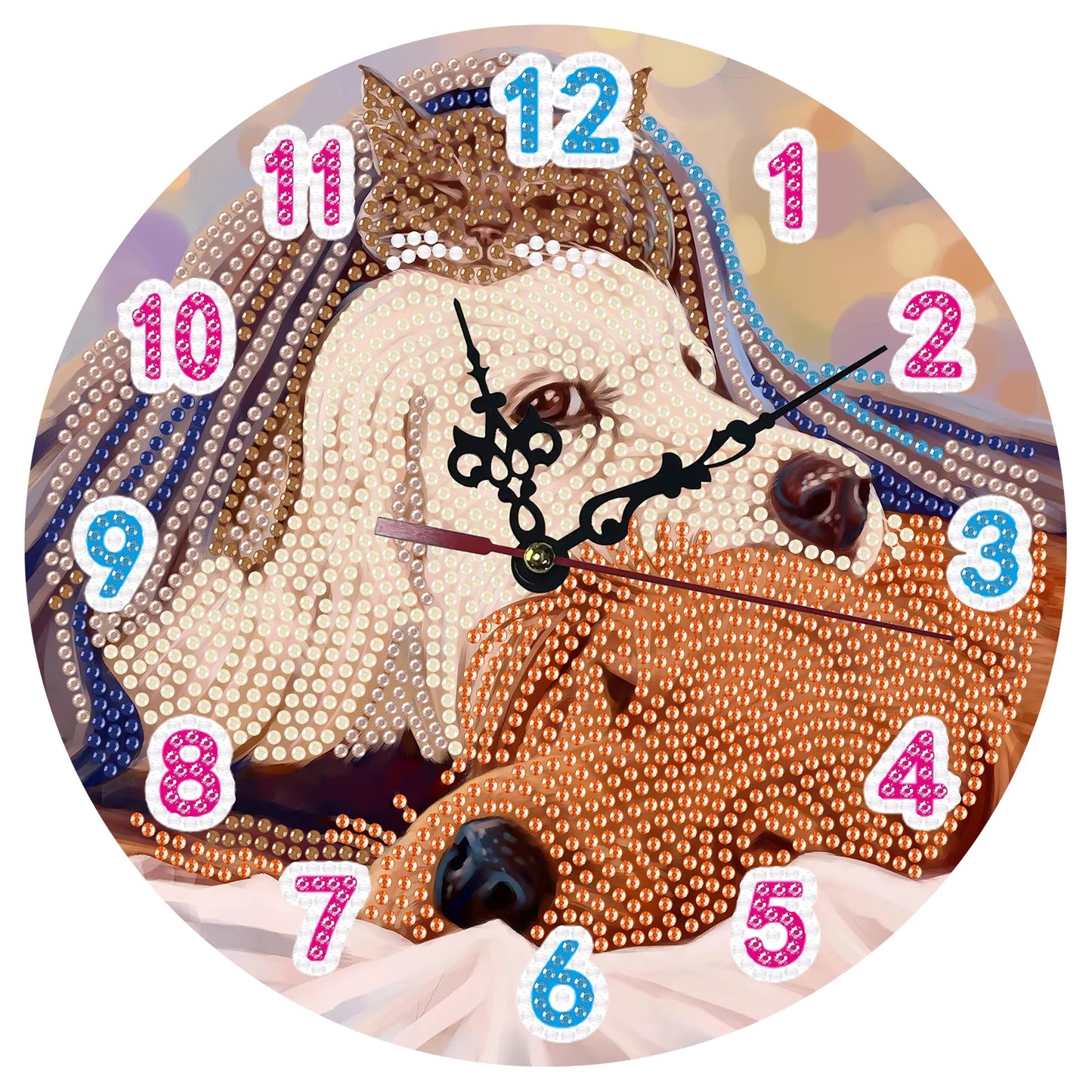 2D Flat DIY Diamond Painting Wooden Wall Clock Kit for Home Decor