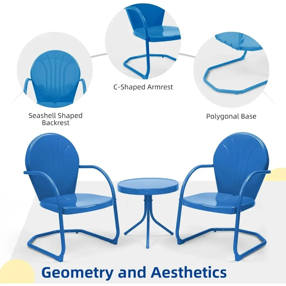 Retro 3 Piece Patio Bistro Set Metal Outdoor Seating Chairs Table