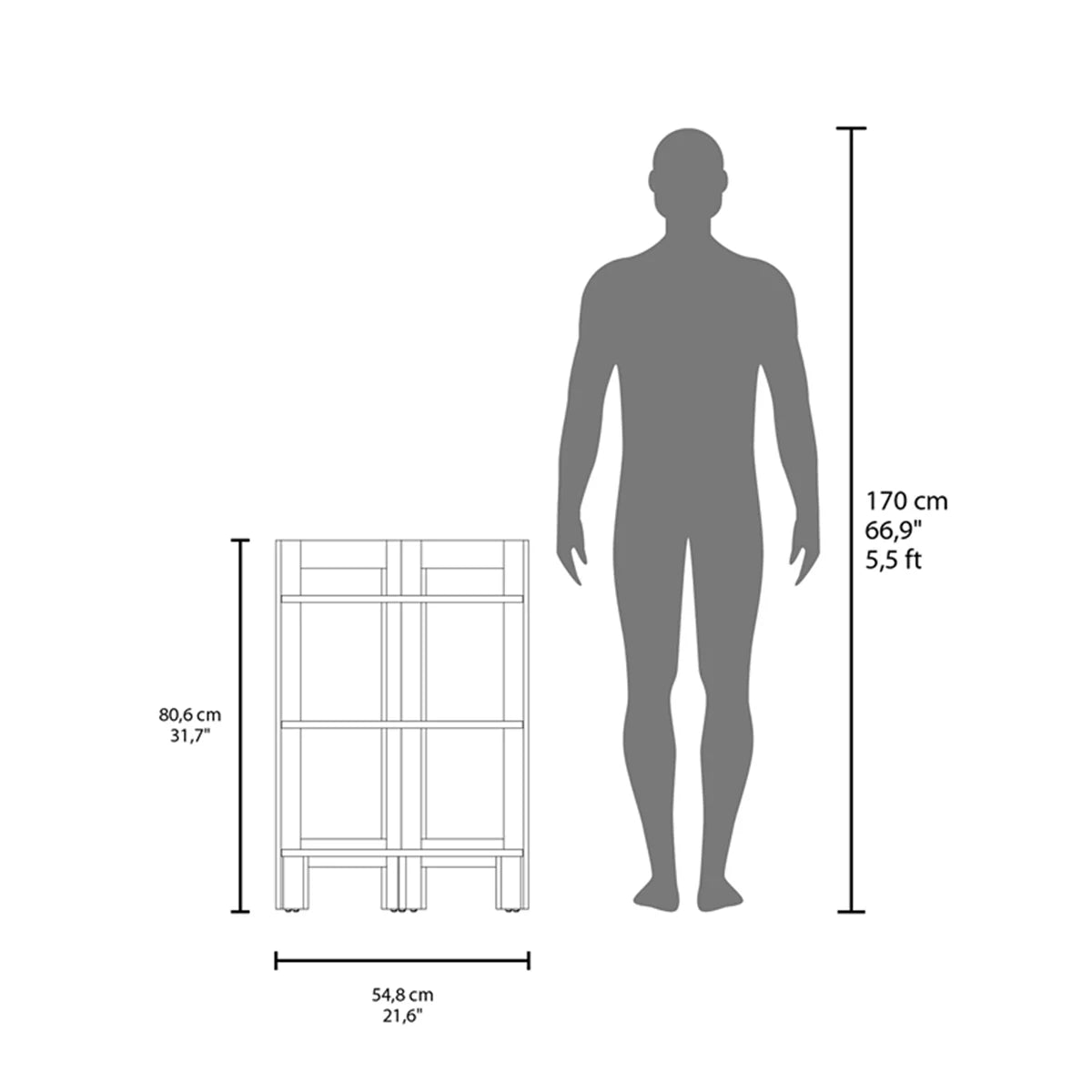 Akutan Side Table 3 Shelves Modern Design Compact Living Room Furniture