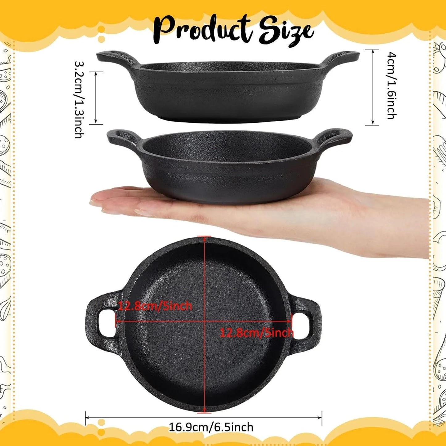 Mini Cast Iron Frying Pan Set 5x5 Inches Ideal Kitchen Companion