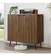 Walnut Mid Century Nightstand with 2 Drawers Modern Bedside Table