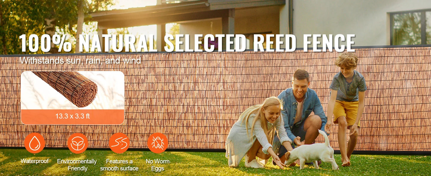 Natural Reed Fencing Roll 3.3ft x 13.3ft Outdoor Privacy Screen